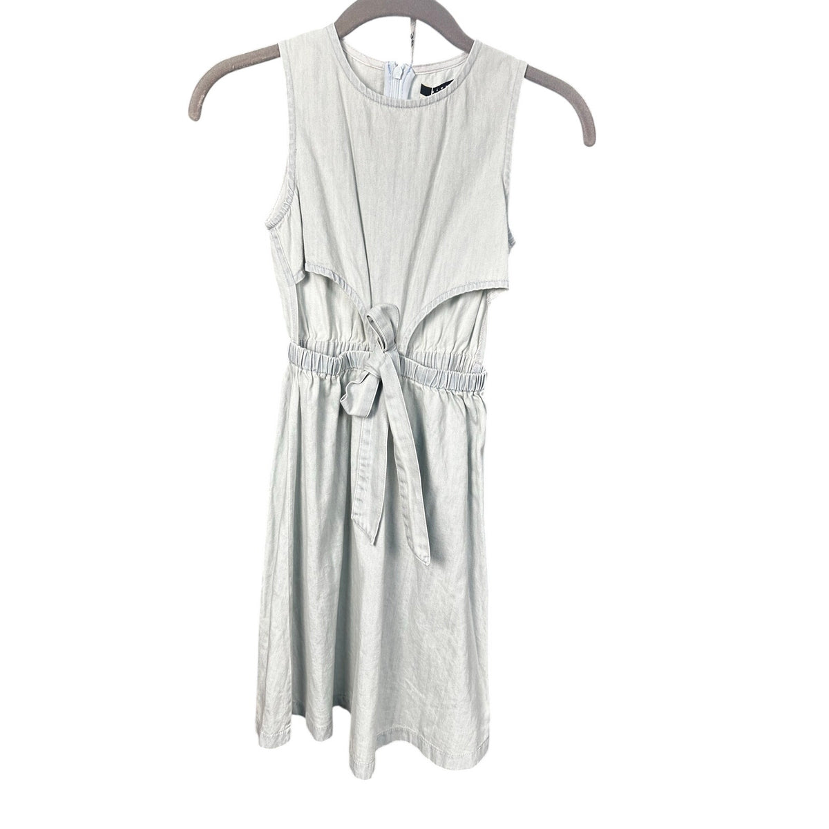 383-"New Girl" Blue Denim Tie Dress by Rowe size 7Y