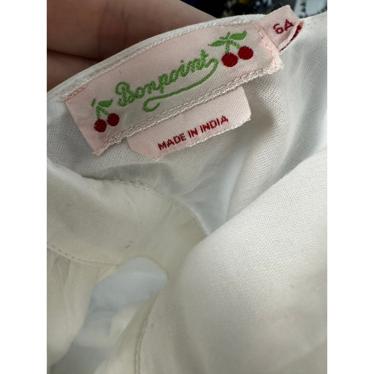 030-Bonpoint Girls Size 6Y Frida White Cotton Ruffle Sleeve Casual Dress