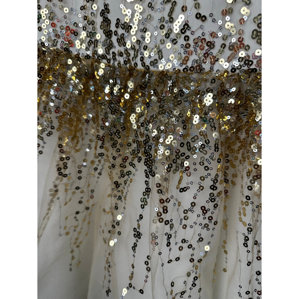 272-Zoe Ltd Girls Size 16 Gold Sequin Tulle Party Dress Ivory Cream Tween
