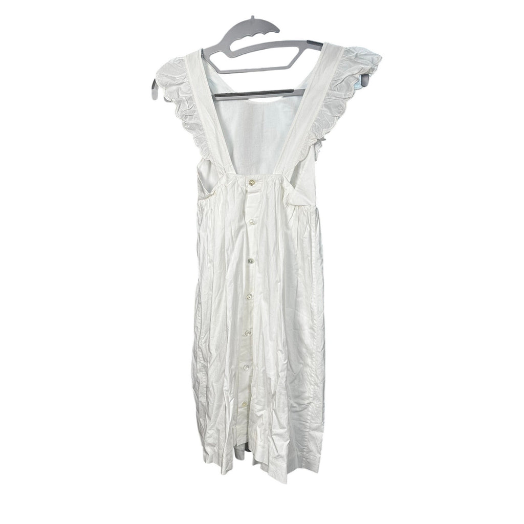 030-Bonpoint Girls Size 6Y Frida White Cotton Ruffle Sleeve Casual Dress