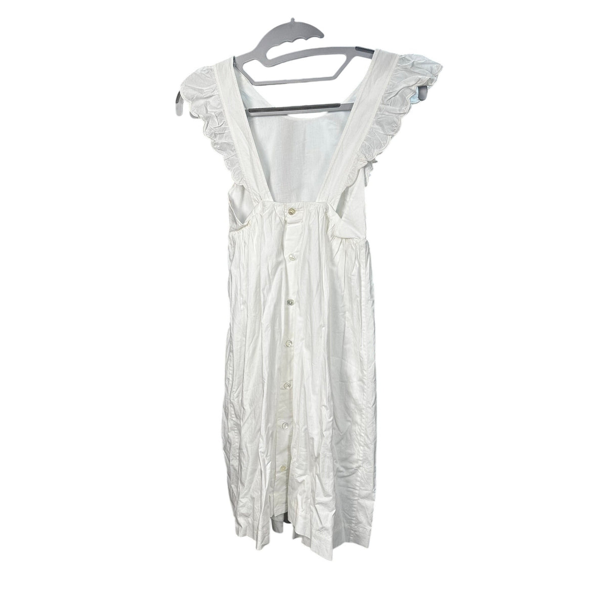 030-Bonpoint Girls Size 6Y Frida White Cotton Ruffle Sleeve Casual Dress