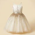 272-Zoe Ltd Girls Size 16 Gold Sequin Tulle Party Dress Ivory Cream Tween