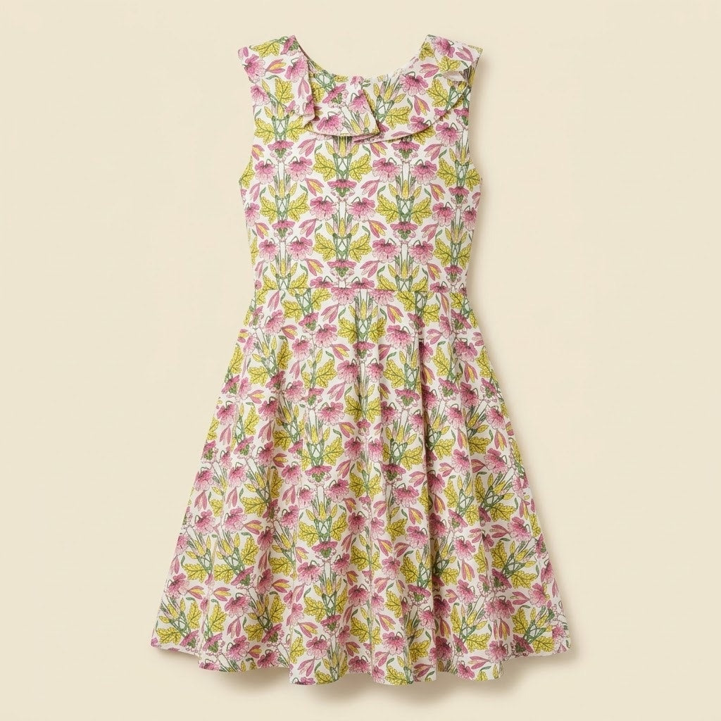 316-Bella Bliss Girls Sleeveless Floral Pleated Fit & Flare Dress size 12
